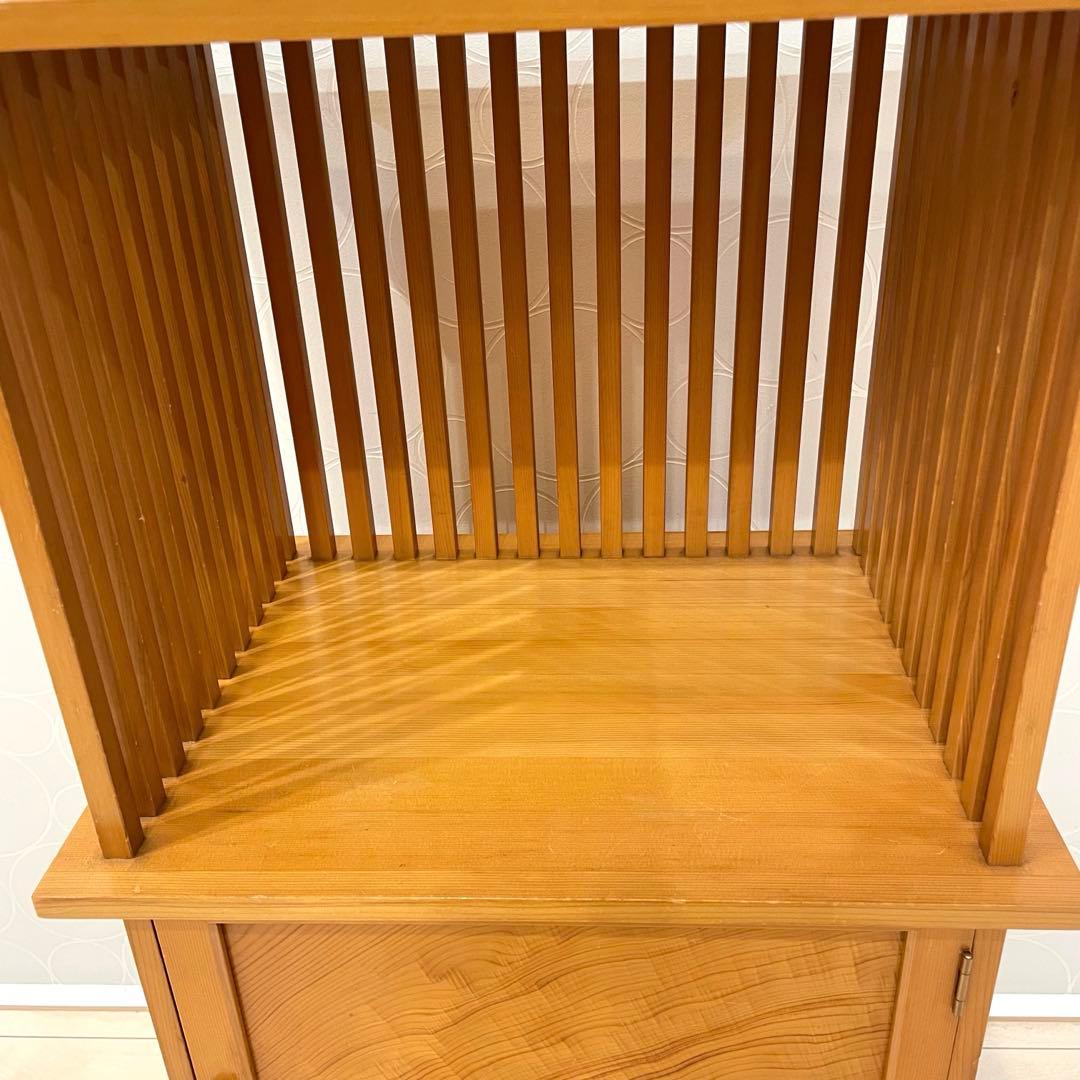 格子キャビネット 無垢材 神棚台 飾り棚 小物収納 和モダン 高級天然木