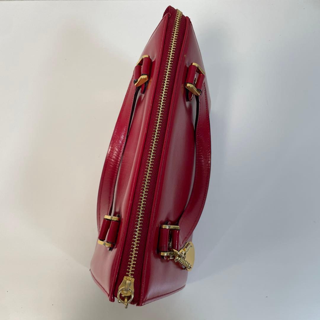 ジャンニヴェルサーチ ハンドバッグ 赤 レザー チャーム付