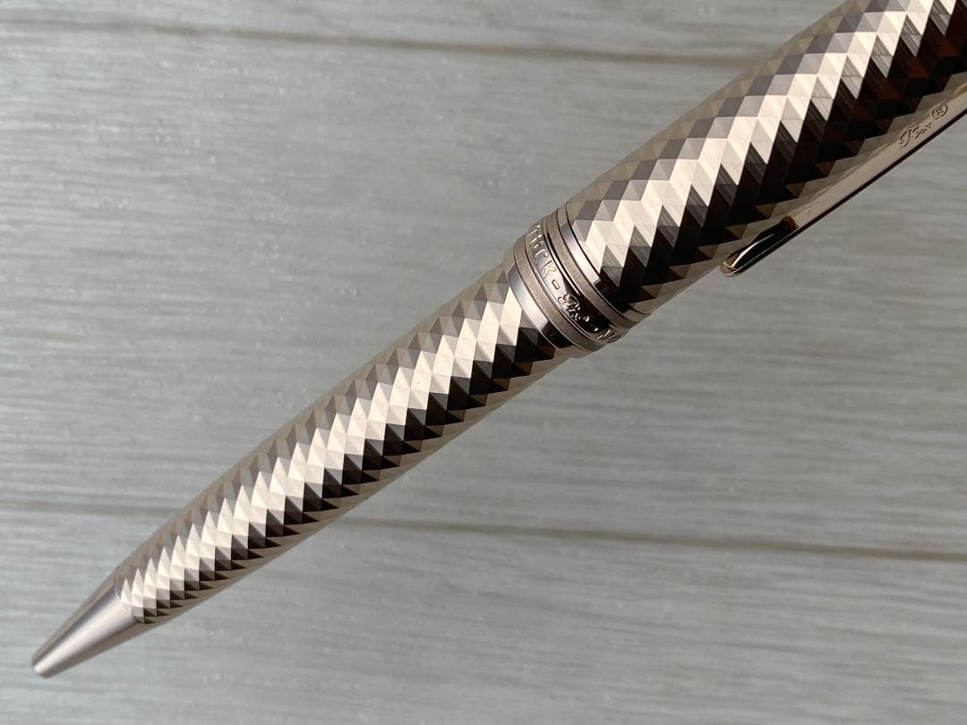 美品 モンブラン シャンパゴールド ソリティアメタル ジオメトリック ボールペン