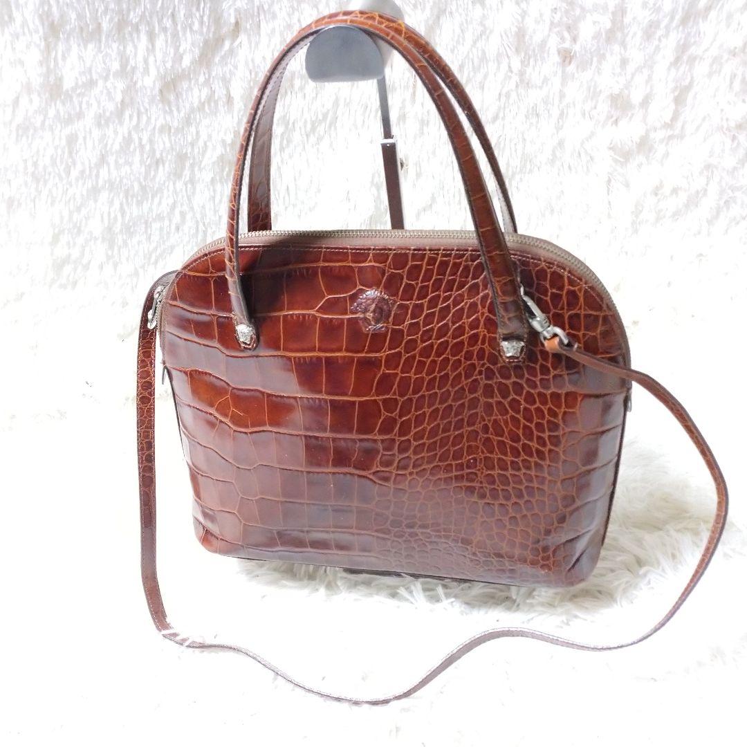 ジャンニ・ヴェルサーチ 型押 バンド、ショルダーバッグ 斜掛け