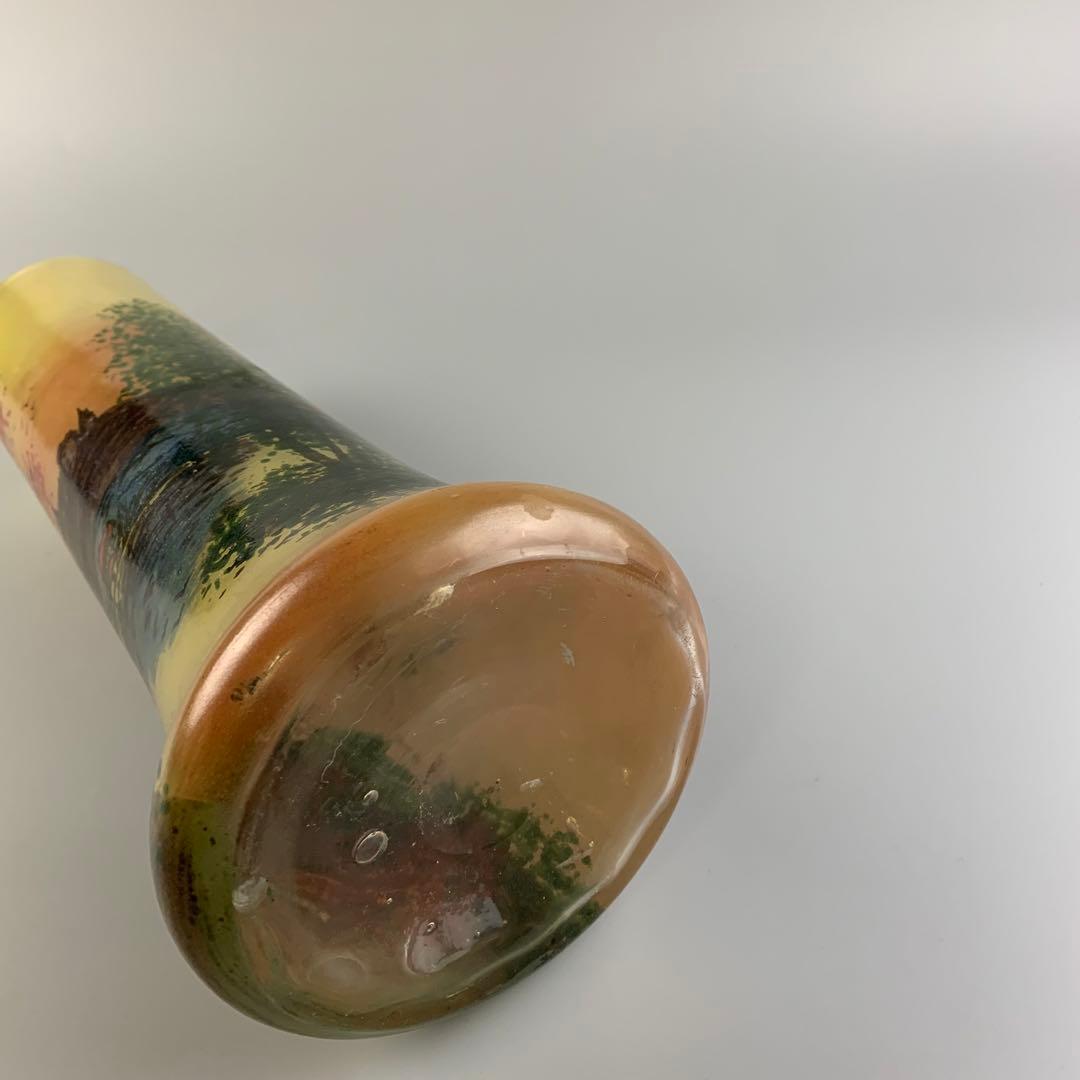 ガラス 花瓶 花器 在銘 硝子アンティーク 飾壺 西洋美術 ガラス工芸