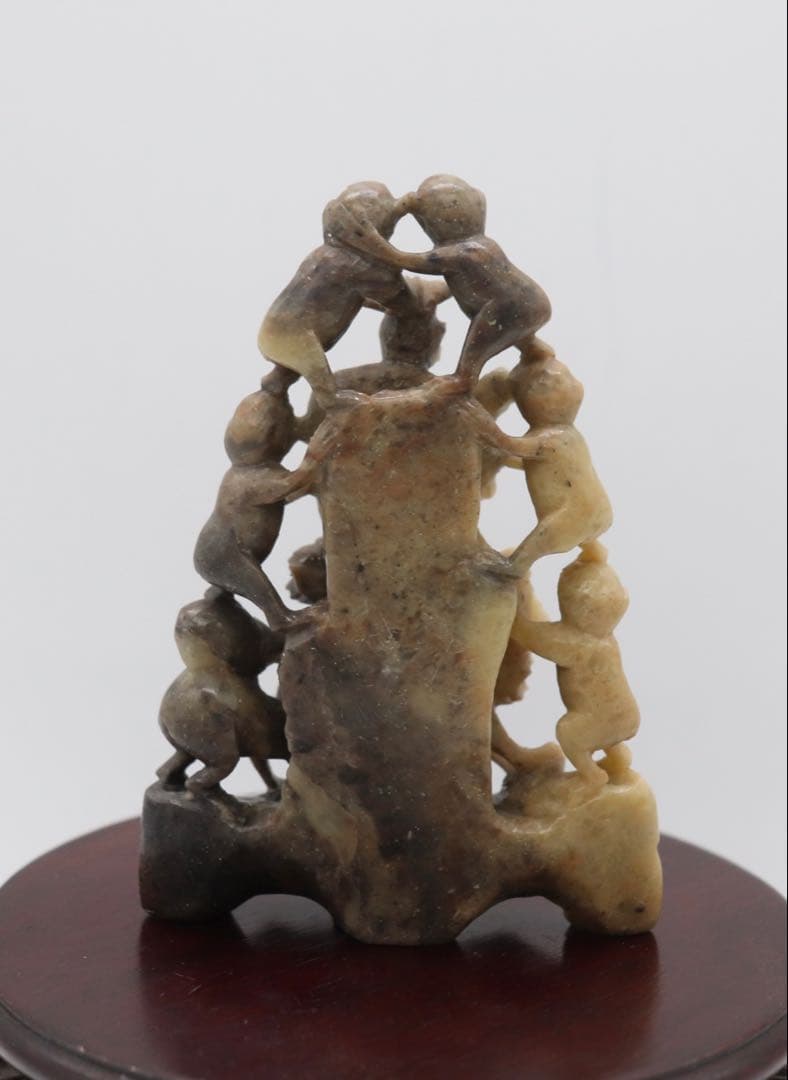 時代　寿山石彫　猿　置物　送料込み251011