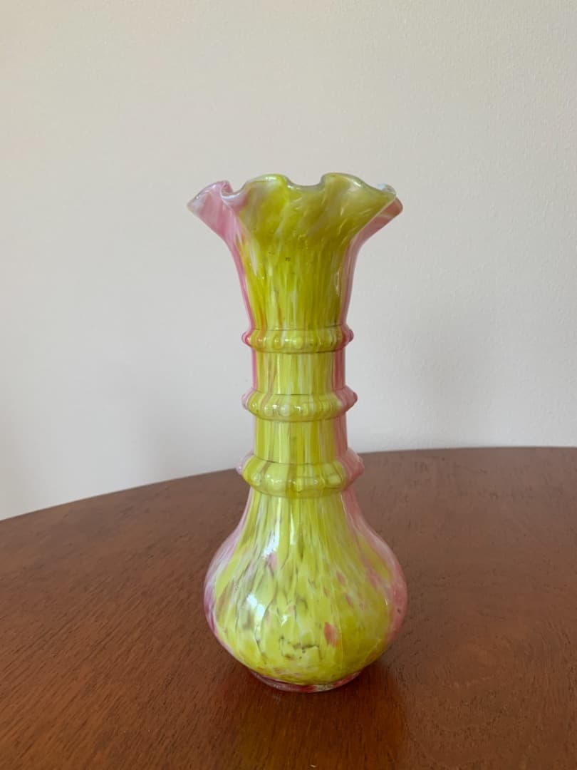 フランス製　吹きガラス花瓶