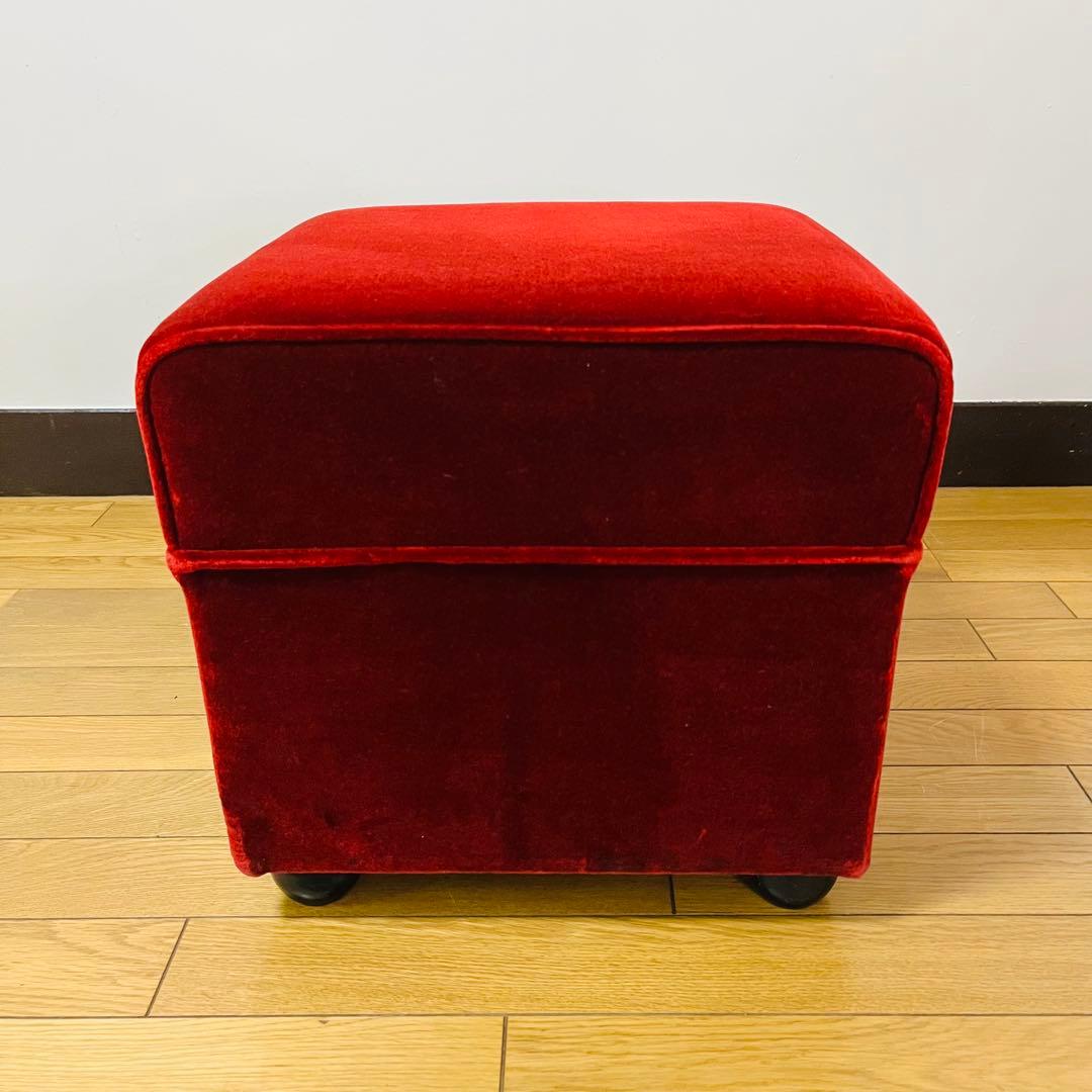 【アンティーク】sancosomo 昭和レトロ 1人掛けスツールワインレッド