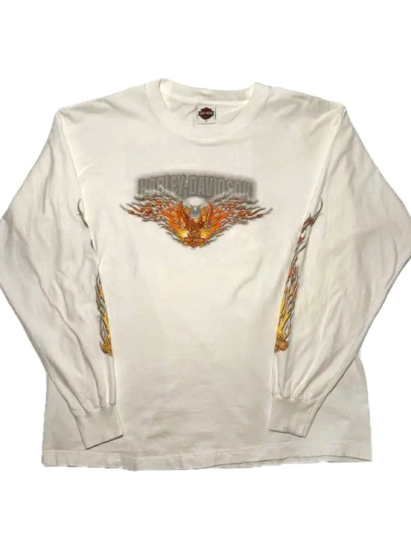 Harley-Davidson USA製 2002年 ホワイト 長袖Tシャツ
