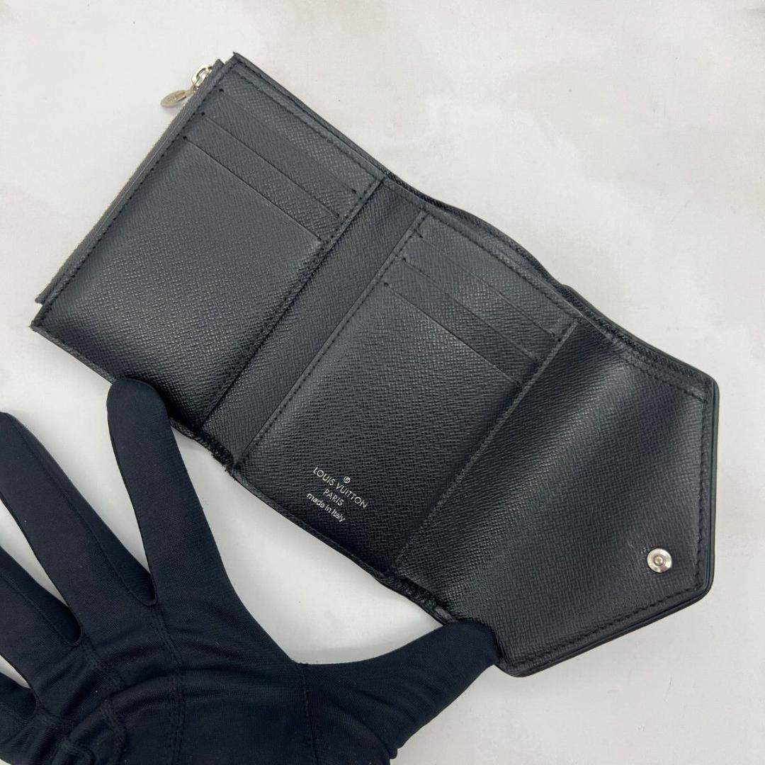 ルイヴィトン ジャガードデニム ヴィクトリーヌ コンパクトウォレット グレー