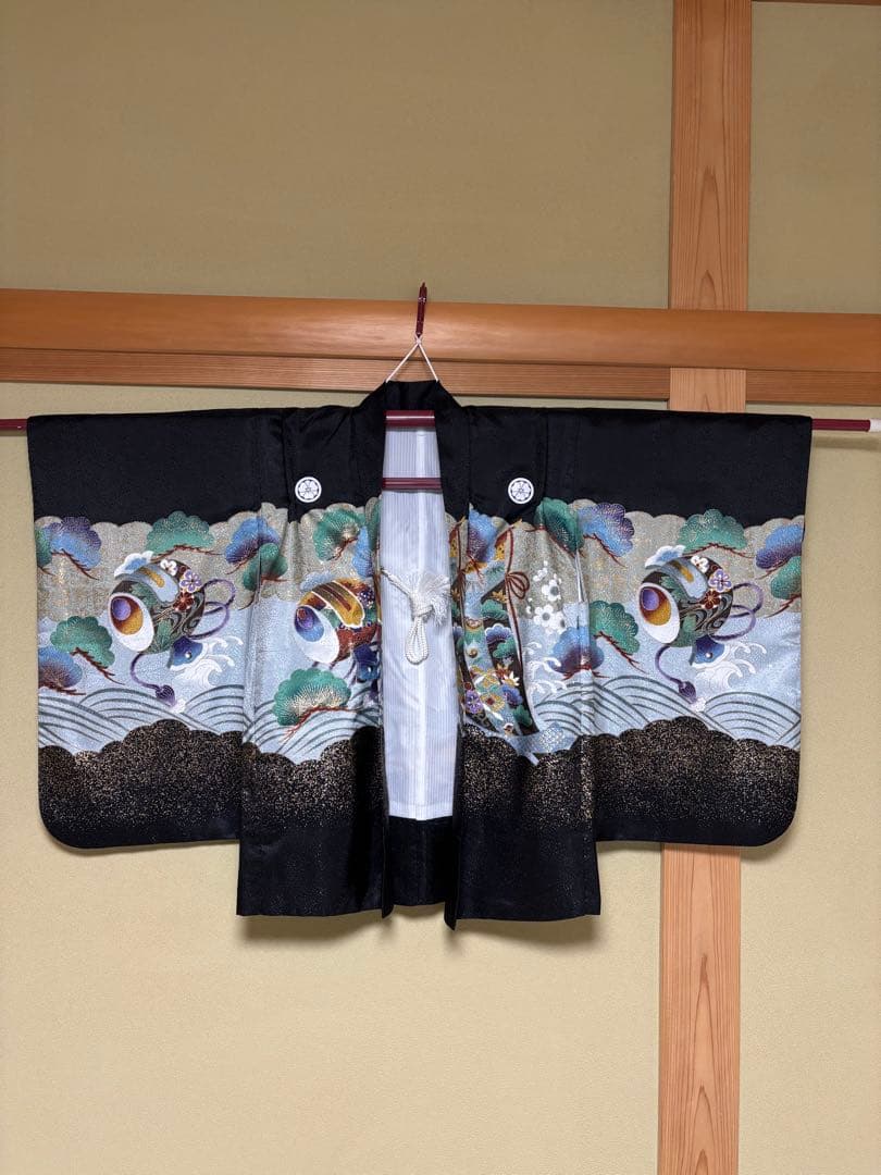 子供用着物 七五三 黒地模様付き　5歳　男の子