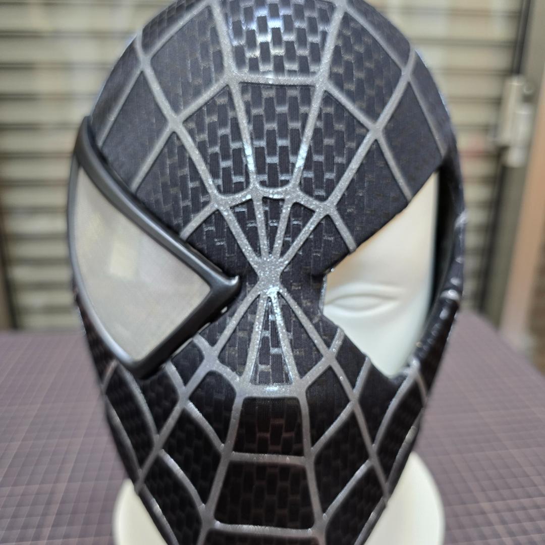 スパイダーマン　マスク　コスプレ　1/1サイズ　 3D シェルマスク　black