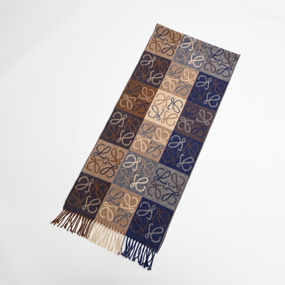 ■ 47978★LOEWE ロエベ マフラー アナグラム柄 カシミヤ90%