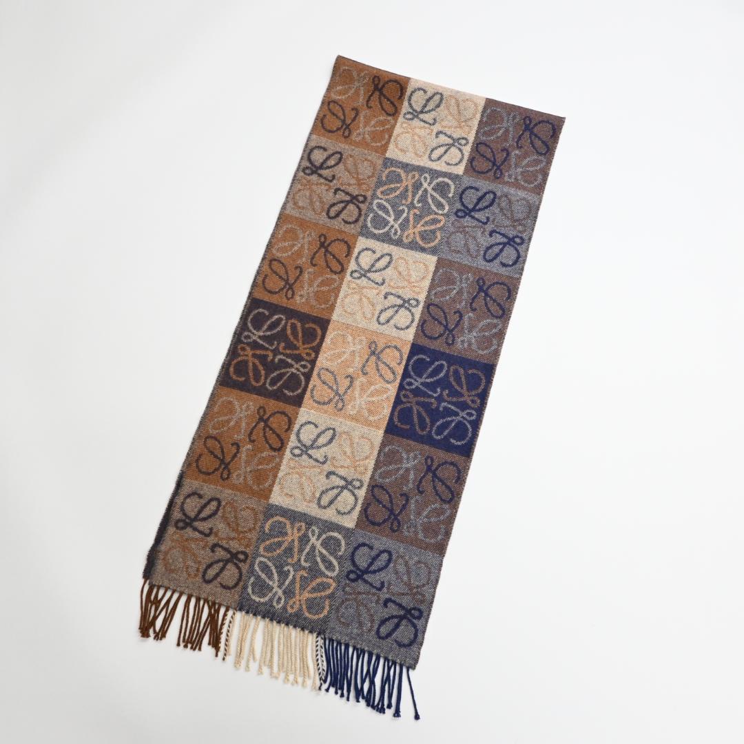 ■ 47978★LOEWE ロエベ マフラー アナグラム柄 カシミヤ90%