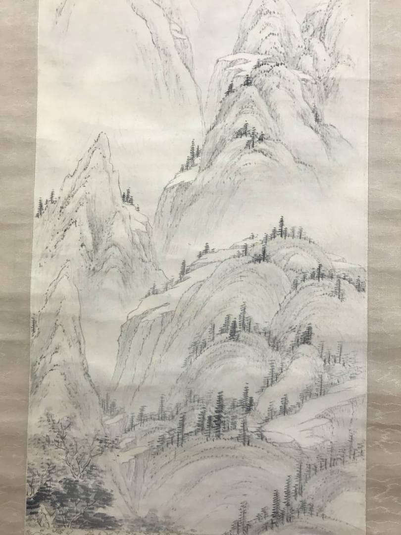 【真作】田中柳江/山水図/掛軸☆宝船☆AD-549