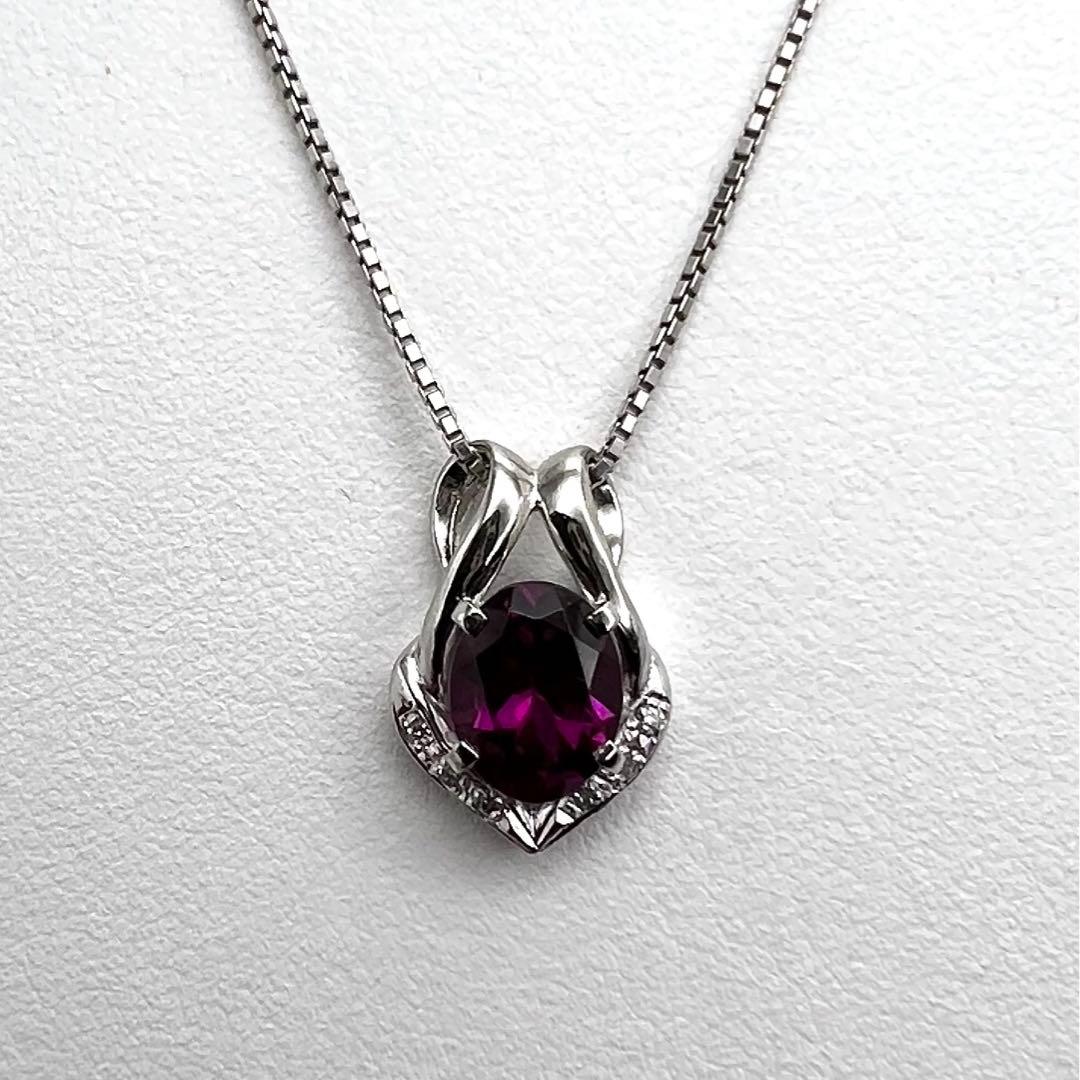 プラチナpt900 ペンダント ガーネット2.1ct ダイヤ 3.51 g
