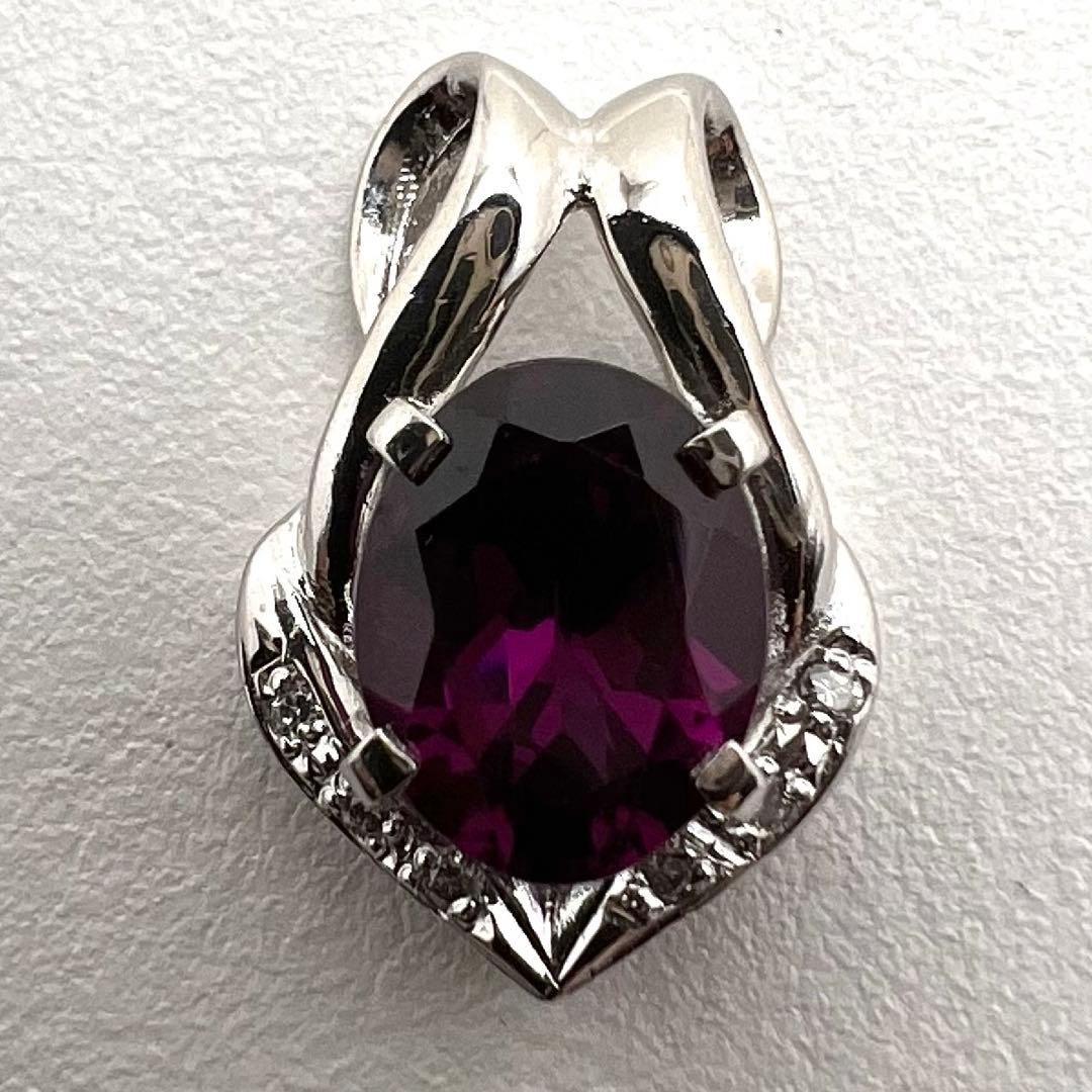 プラチナpt900 ペンダント ガーネット2.1ct ダイヤ 3.51 g