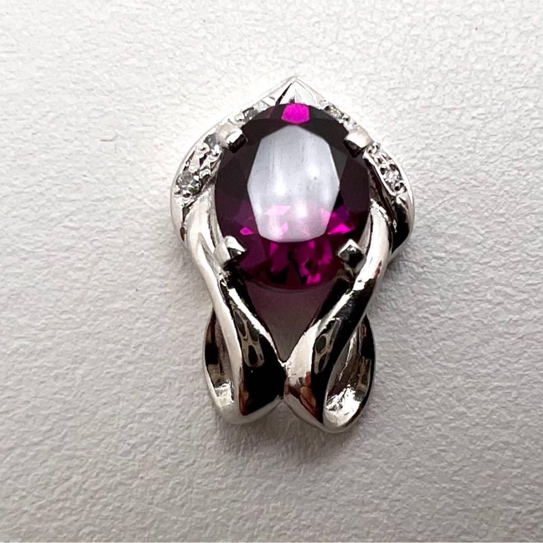プラチナpt900 ペンダント ガーネット2.1ct ダイヤ 3.51 g