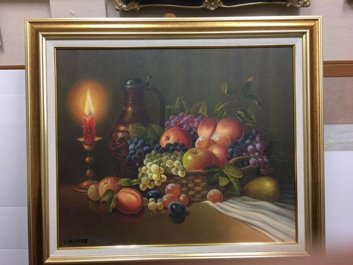 大型油絵直筆　木製高級額縁付きです