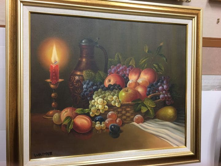 大型油絵直筆　木製高級額縁付きです