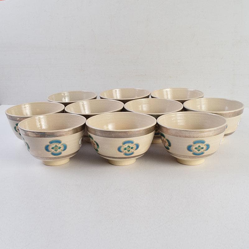 茶道具　犬山焼　犬山本窯　尾関作十郎造　数茶碗　十客　共箱　M　R9398H