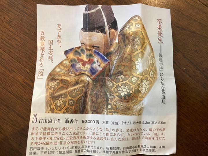 石田滋圭　翁　香合　京焼　茶道具　共箱