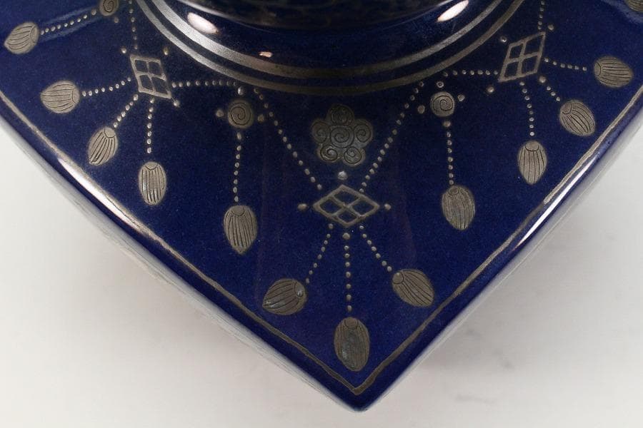 中国美術 瑠璃釉 銀彩 纏枝蓮花鳳紋 瓢瓶(K-XA832)