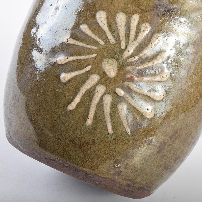 桂又三郎極め　江戸中期　古丹波　白釉花文徳利　V　R7664B