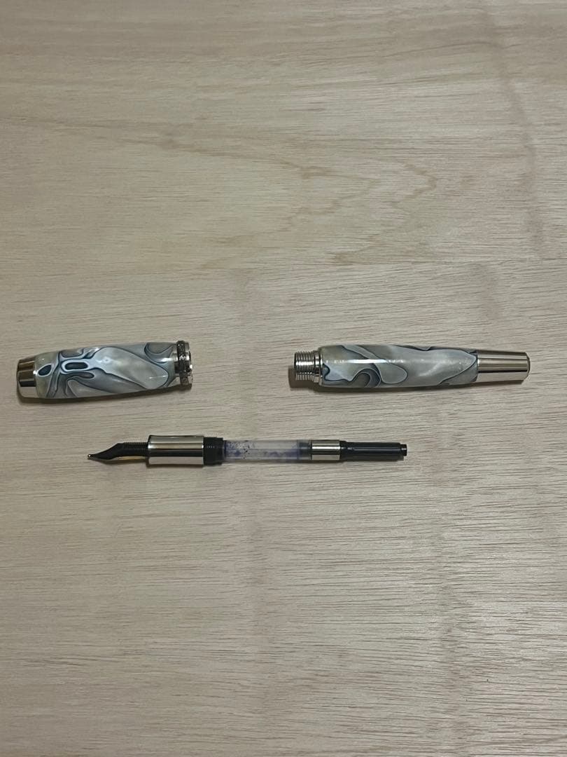 (中古)マーブル模様 万年筆 18k