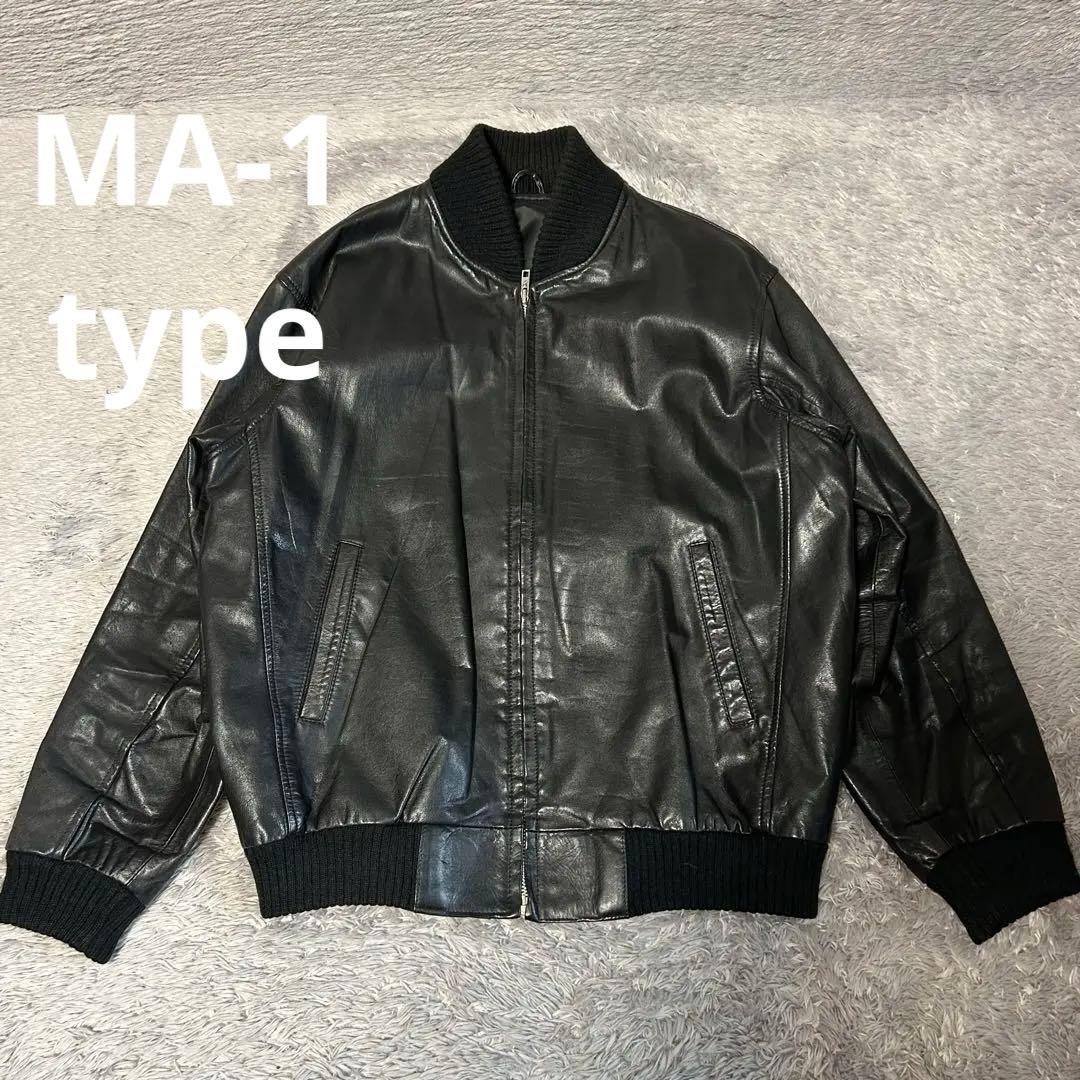 m*1様 MA-1タイプ　レザージャケット　シングルレザージャケット　Lサイズ