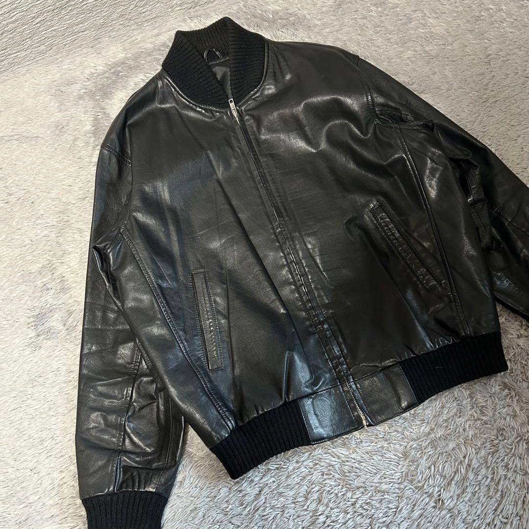 m*1様 MA-1タイプ　レザージャケット　シングルレザージャケット　Lサイズ