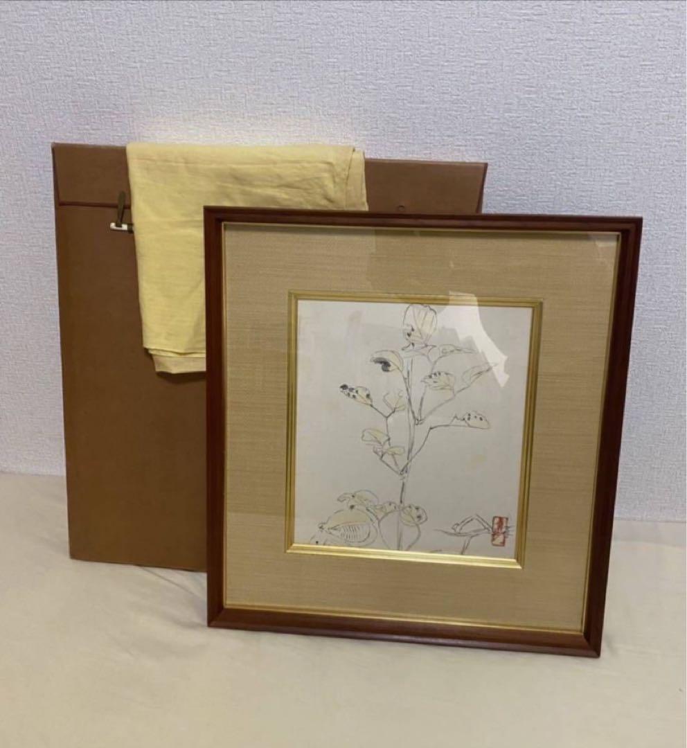 [真作・傑作]　前田青邨　あけび　日本画　淡彩　肉筆　高級額装