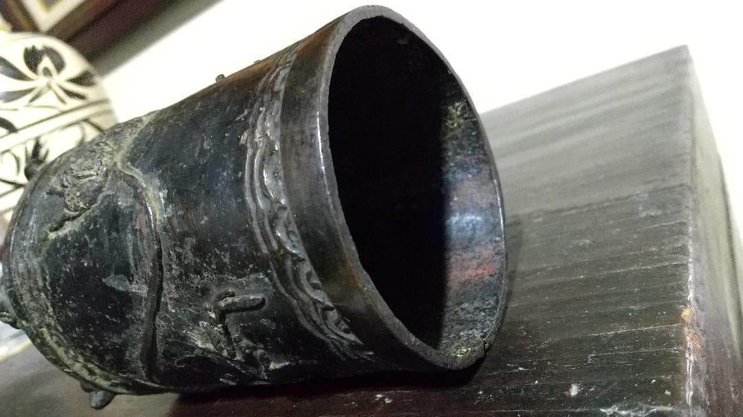 古銅　鹿図　筆筒　中国 or 和物？