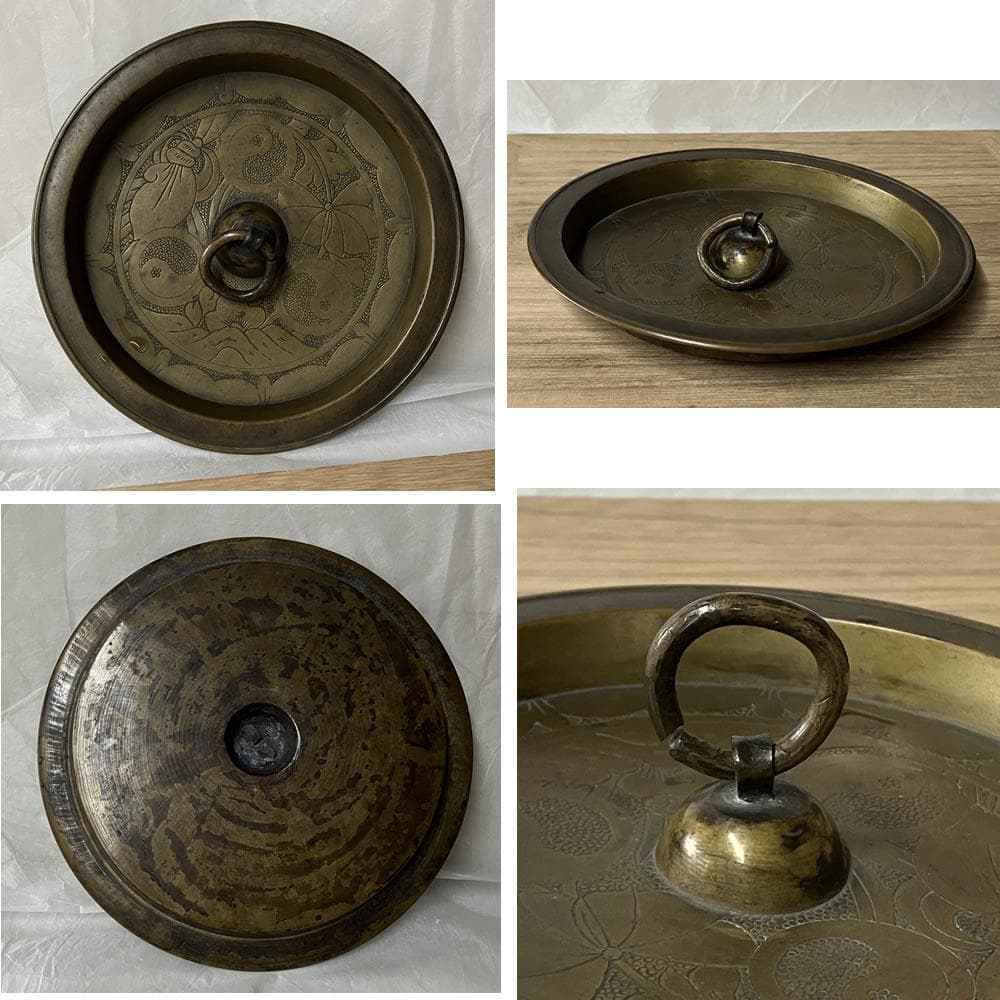 e3118 銅製 耳付水指 木箱入り 時代 水指 茶道具