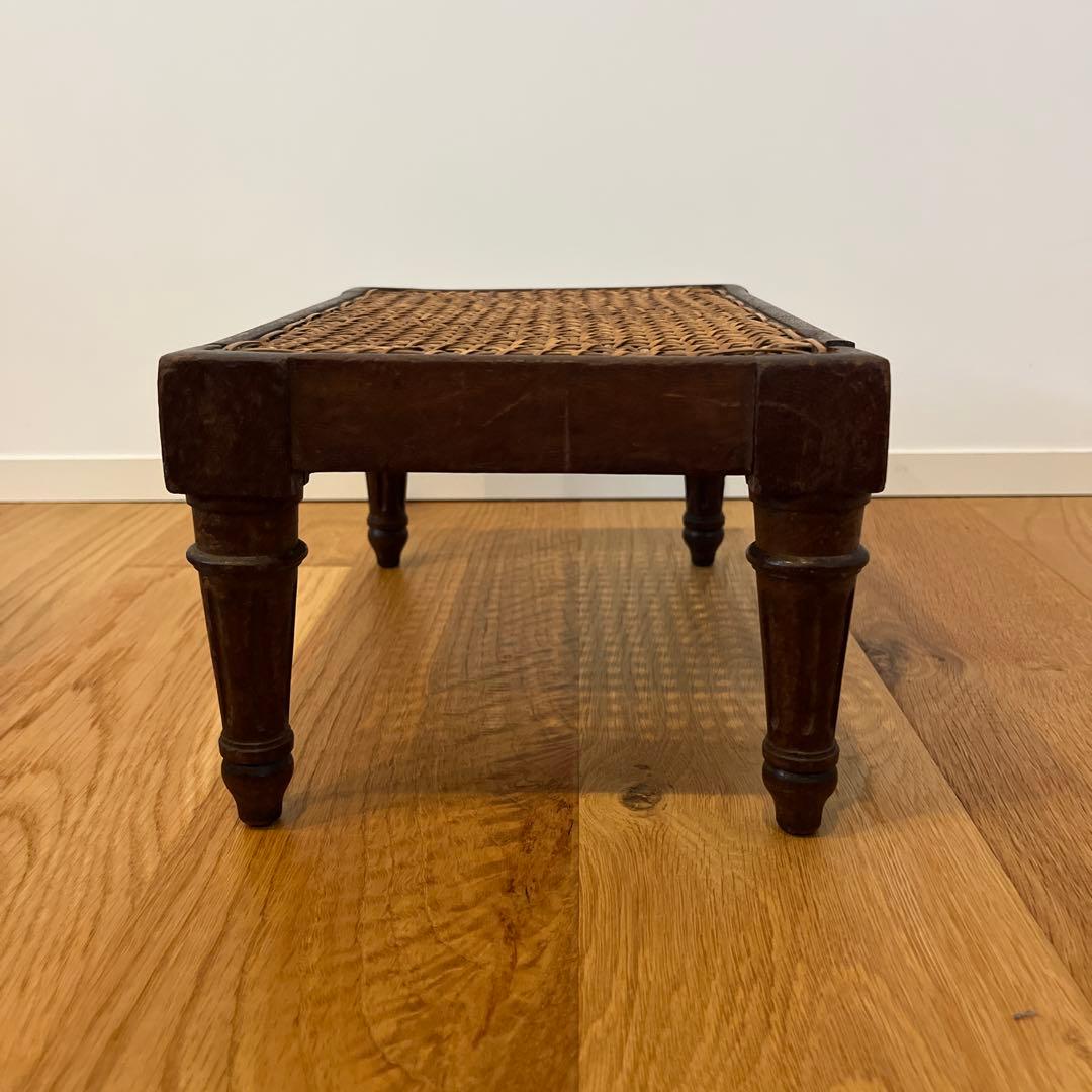 レア★ フランスアンティーク ディスプレイ台 籐 木製 スツール 踏み台