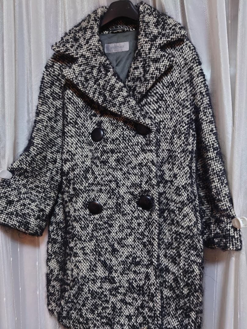 お値下げ☆美品☆SPORTMAX ☆イタリア製アルパカ混☆ツィードコート☆ ４２