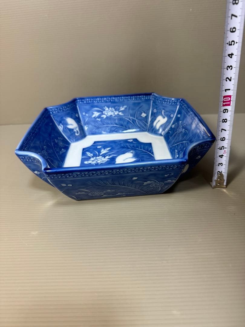 2273 深川製磁 オールド　白鷺 変形 深鉢　未使用