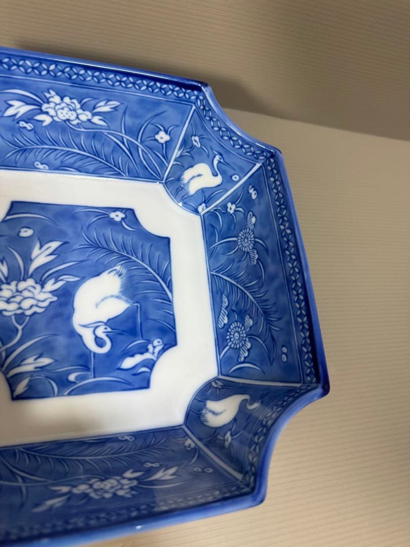 2273 深川製磁 オールド　白鷺 変形 深鉢　未使用