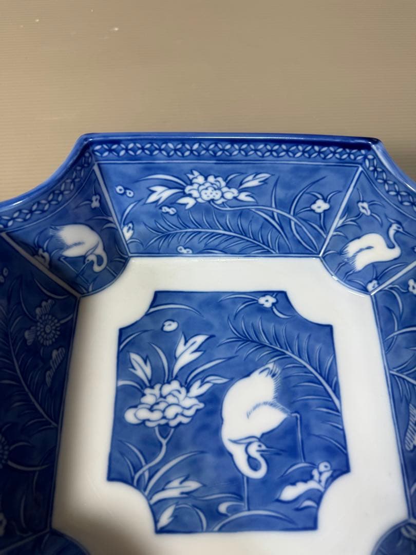 2273 深川製磁 オールド　白鷺 変形 深鉢　未使用