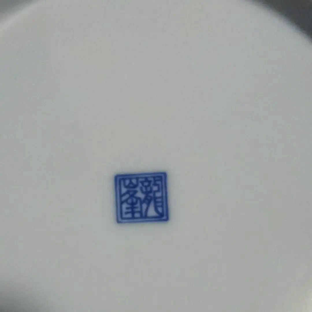 大判皿　龍峰　白×青　新品