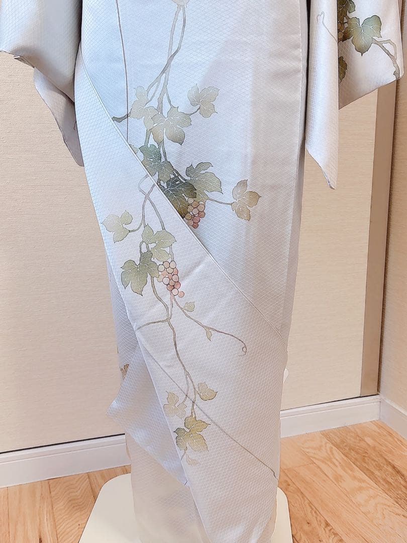 美品　訪問着　フルセット 本加賀友禅 裄66 葡萄 卒業式　入学式　M グレー