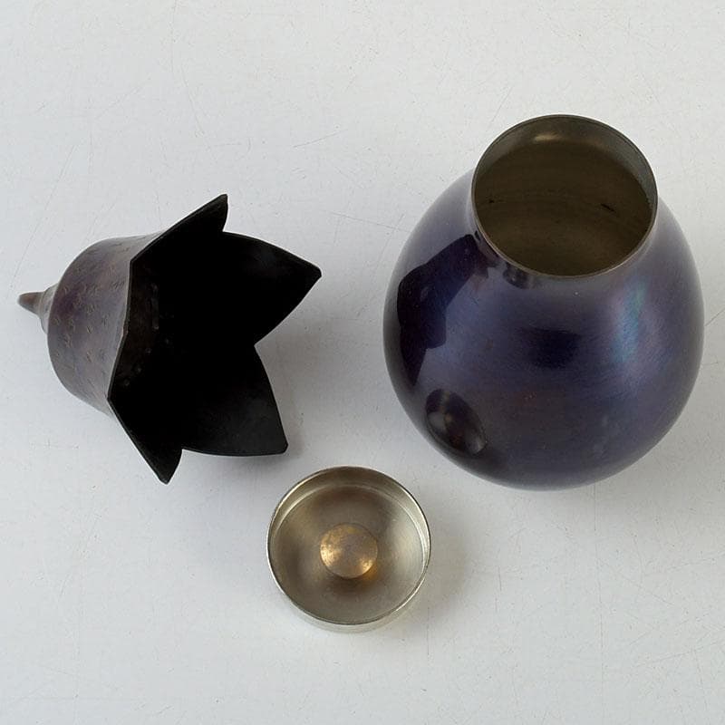 鎚打銅器　徳川　急須台セット　美幸堂　茄子形茶筒　2点まとめて　C　9407