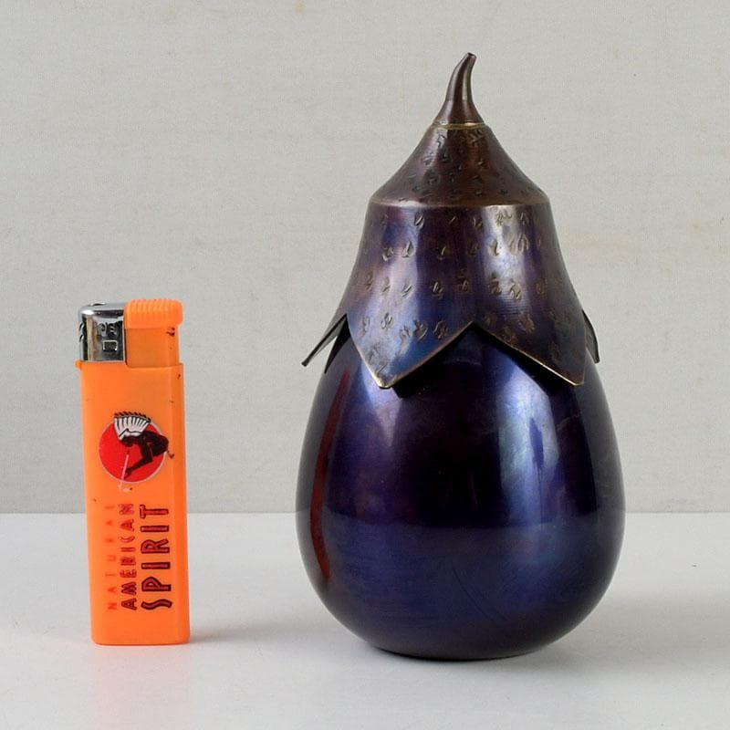 鎚打銅器　徳川　急須台セット　美幸堂　茄子形茶筒　2点まとめて　C　9407