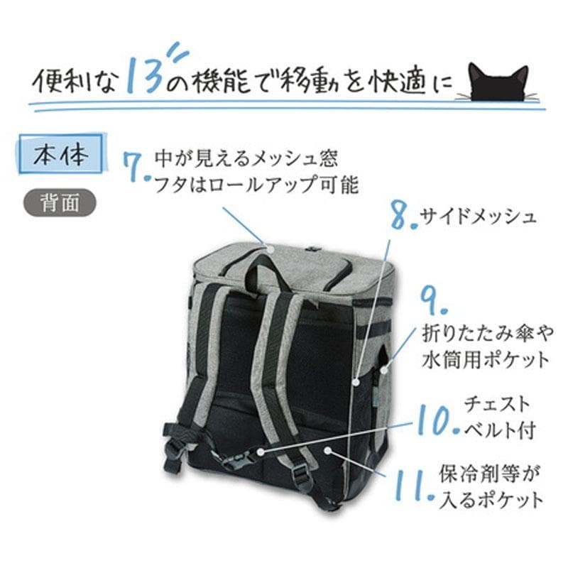 Add Mate アドメイト ペット用多機能お出かけリュック グレー 犬 猫