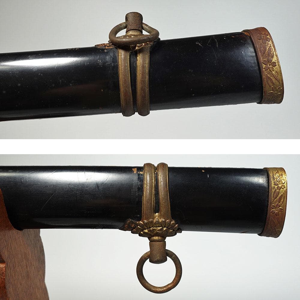 海軍太刀拵　旧日本軍　旭日大切羽　刀緒　軍刀拵　一環吊　全長96.5cm　海軍刀