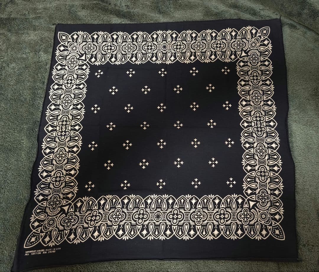 バンダナ　ビンテージ アイアンクロス　クロス　usa製 RN14193 ブラック