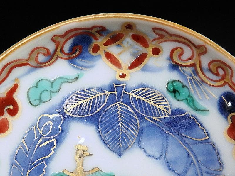 古伊万里　色絵　鳳凰に芭蕉葉の図　手塩皿　５枚　C193AS-VVu