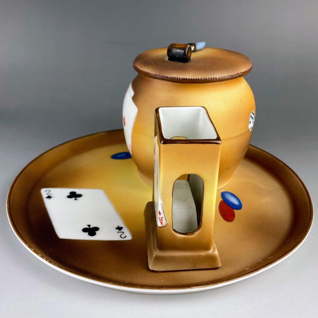 【希少】オールドノリタケ トランプ紋 タバコ入れ マッチホルダー トレイ
