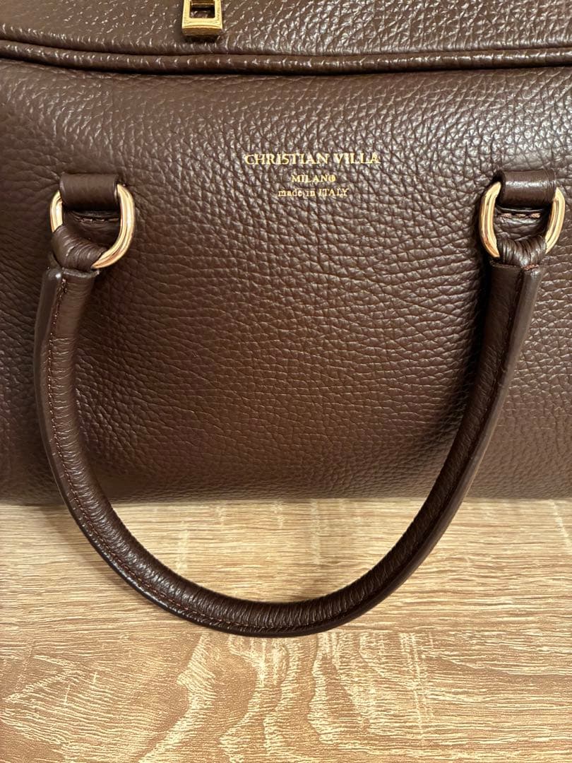 CHRISTIAN VILLA ダークブラウン ボストンバッグM