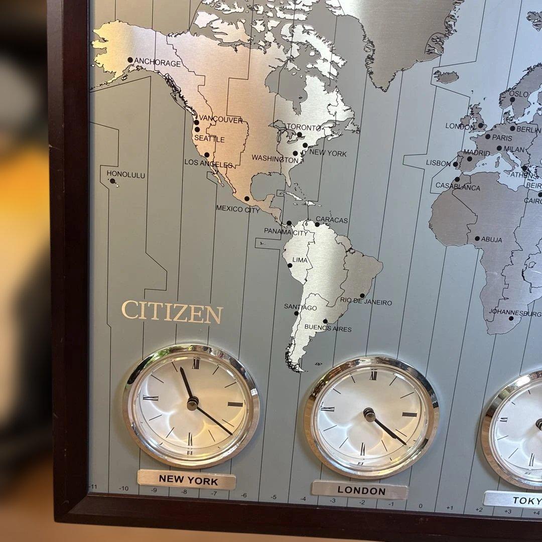 美品希少　CITIZEN シチズン ワールドタイムクロック 世界時計 掛け時計