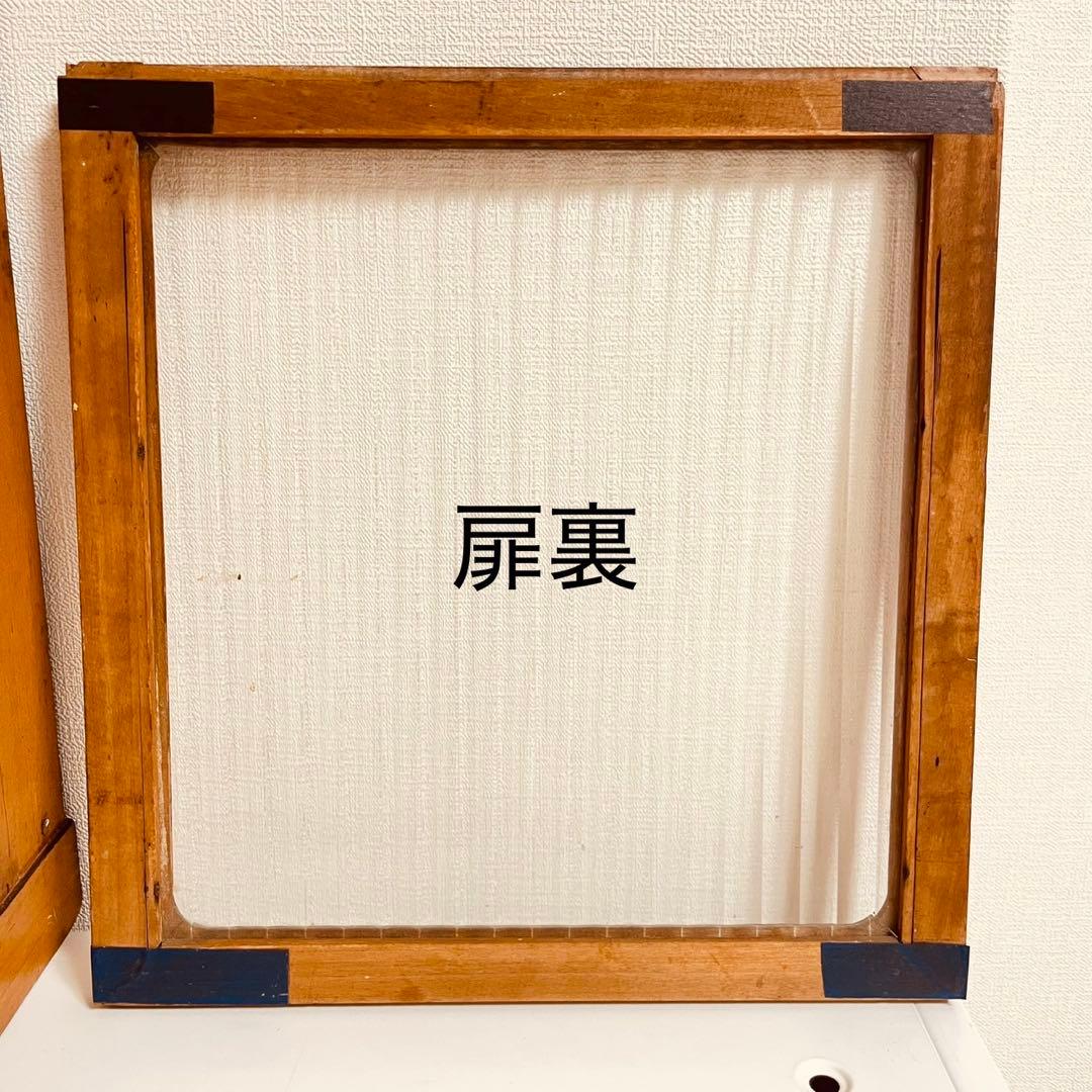 昭和レトロ　戸棚　ガラス戸　食器棚　アンティーク　古家具　木製