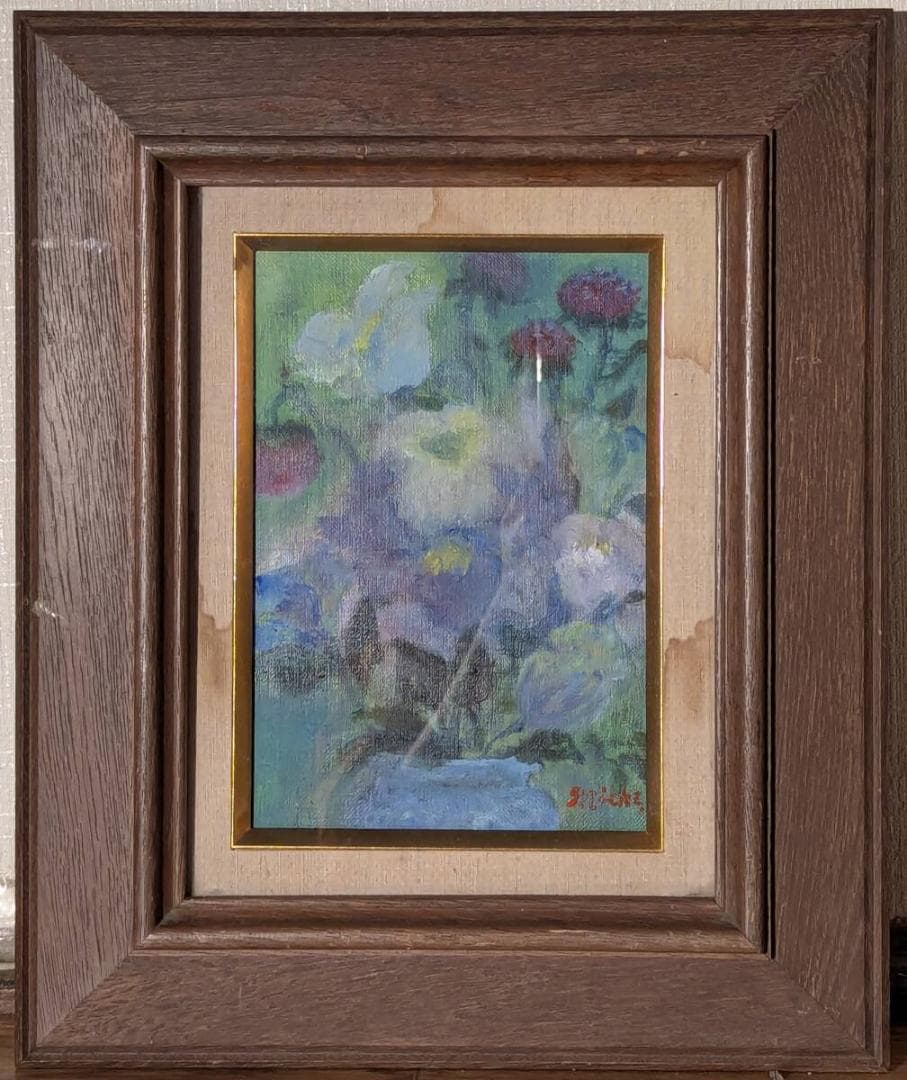 【真作】絵画　油彩SM　やさしき花々　印象派風　小品　美しい色彩アート　X164