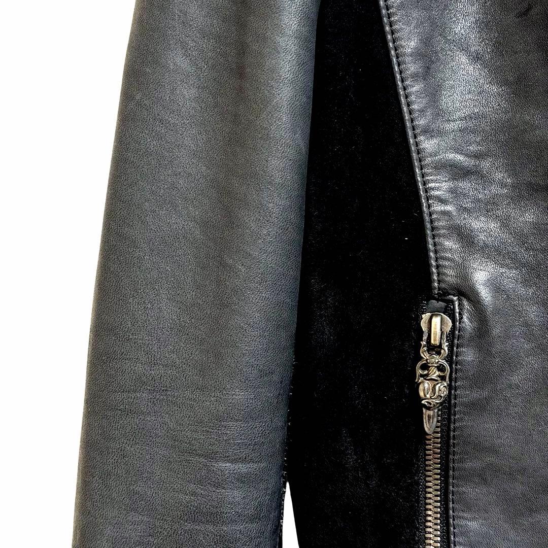 h*e様 日本製ホースハイド馬革シングルライダース 純銀タガーハートジッパーレザ