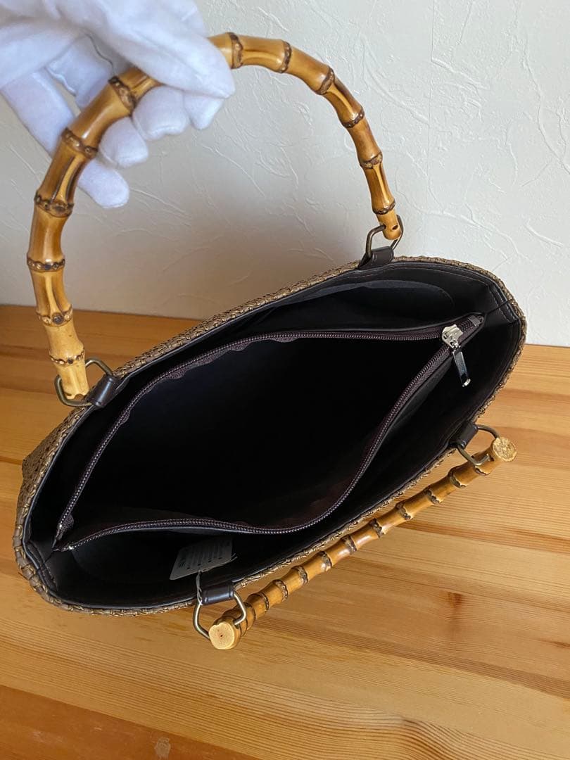 【新品未使用】カゴ風バッグ　ダークブラウン